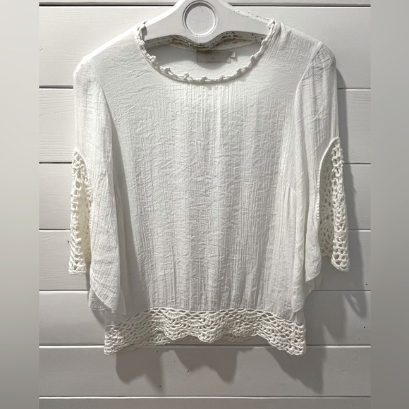 CREAM Crochet-Trim Boho Blouse – Off-White – Size  34 - Picture 1 of 8
